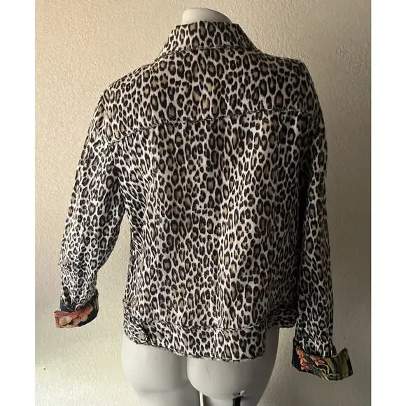 TOMMY BAHAMA TWO PALMS LAGOON LEOPARD 100% LINEN RAW EDGE FLIP CUFF JACKET Large - Picture 7 of 16